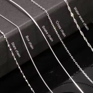 Elegant 925 Sterling Silver Jewelry Snake Chain Necklace Water Wave RG, G, S925
